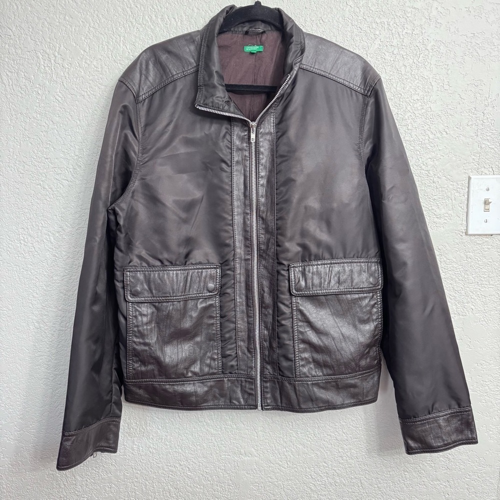 Vintage 90s United Colors of Benetton Brown Bomber Jacket Men’s XL